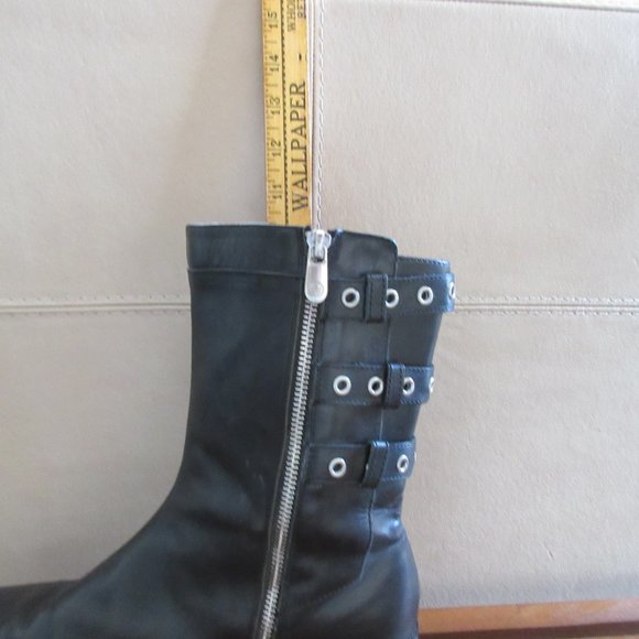 💕SALE - Adrienne Vittadini Black "Trojan" Buckle Boots - Picture 8 of 9